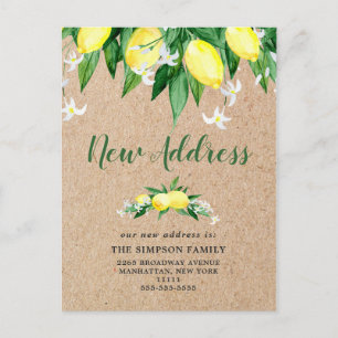 Rustikale Kraft-Wasserfarben-Zitronen-Ankündigung Postkarte