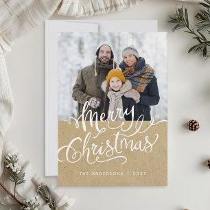 Rustikale Kraft Weihnachtsferien Foto-Overlay Feiertagskarte