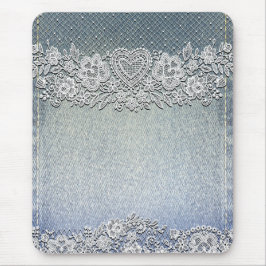 Rustikale Kraft & White Lace Lacy Bauernhaus Chic Mousepad