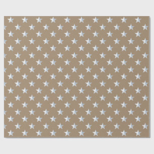 Rustikale Kraft White Silver Stars Urlaub Geschenkpapier