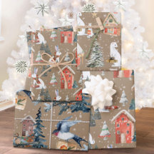 Rustikale Kraft Winter Holiday Gift Animals