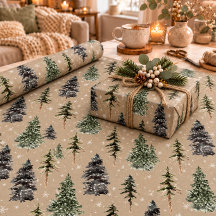 Rustikale Kraft Winter Woodland Snowy Spruce Trees