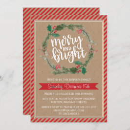 Rustikale Kraft-Wraath Weihnachtsfeiertag Einladun Einladung