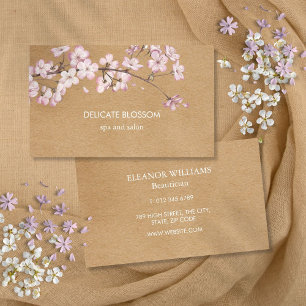 Rustikale Kraft Zarte rosa Blütenblume Visitenkarte