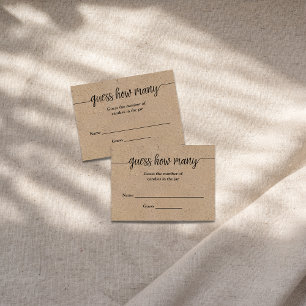 Rustikale Kraftschrift rät wie viele Spielkarten Begleitkarte