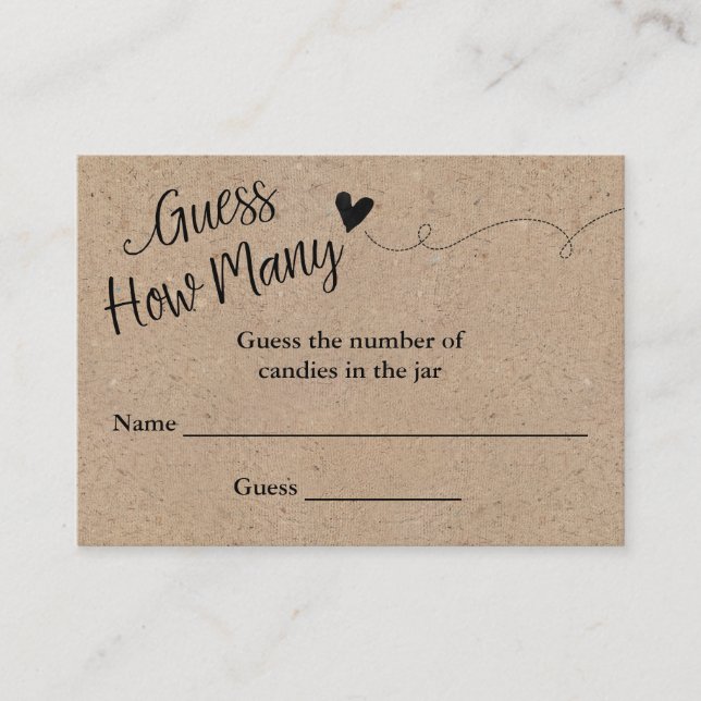 Rustikale Kraftschrift rät wie viele Spielkarten Visitenkarte (Vorderseite)