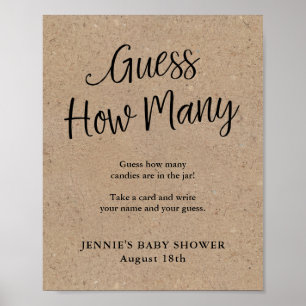 Rustikale Kraftskripte schätzen, wie viele Spielda Poster