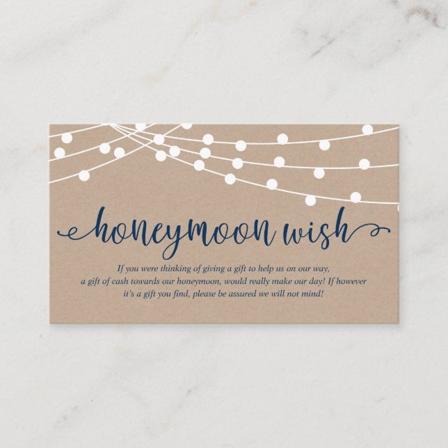 Rustikale Kraftzeichenleuchten, Hochzeitsfond Begleitkarte (Vorderseite)