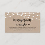 Rustikale Kraftzeichenleuchten, Hochzeitshoneymoon Begleitkarte<br><div class="desc">Das ist die rustikale Kraftzeichenbeleuchtung,  Wedding Enclosure Card. Sie können die Farben des Schriftartes ändern und Ihre Hochzeitsdetails in den entsprechenden Schriftart / Schrift hinzufügen.#TeeshaDerrick</div>