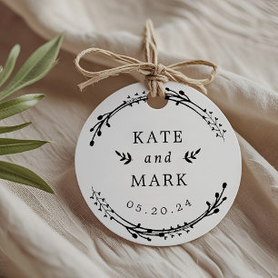 Rustikale Kranz-Paarnamen Hochzeit Geschenkanhänger