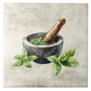 Rustikale Kräuter Aquarelle  Fliese