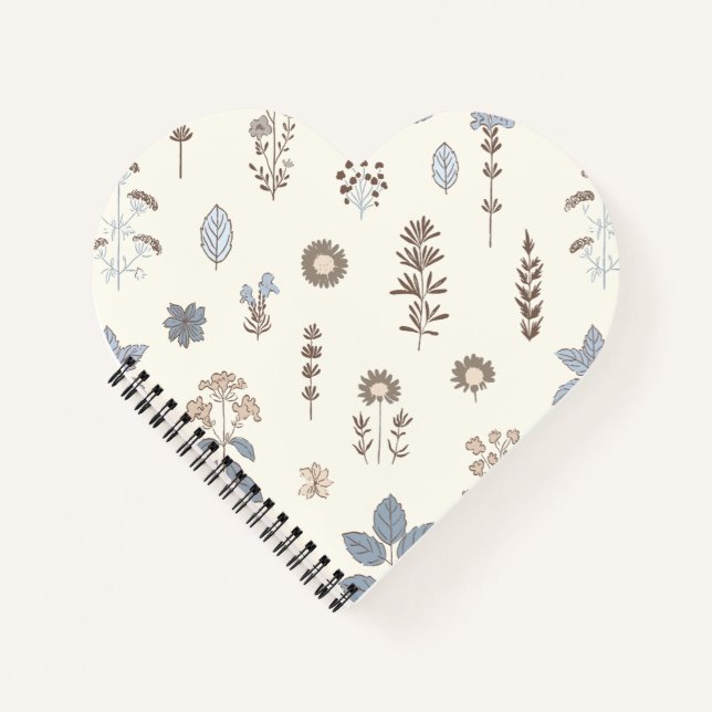 Rustikale Kräuter Blaubraun Notizbuch (Vorderseite)