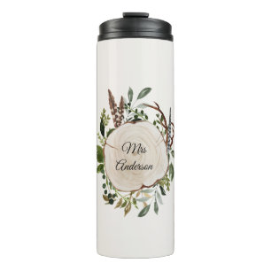 Rustikale Kreideholzscheibe Thermosbecher