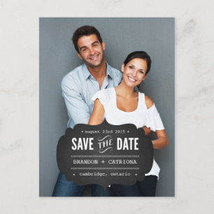 Rustikale Kreidetafel-Etikette   Save-the-Date-Pos Ankündigungspostkarte