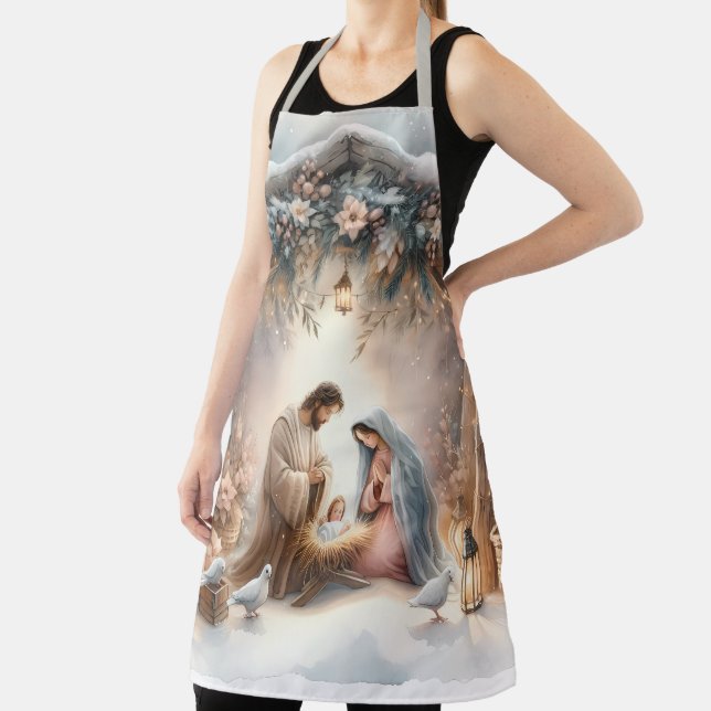 Rustikale Krippe mit Winter Florals Schürze (InSitu)