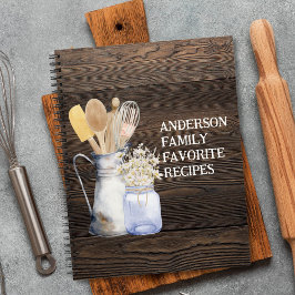 Rustikale Küche Utensil Blume Braunes Holzrezept Notizbuch