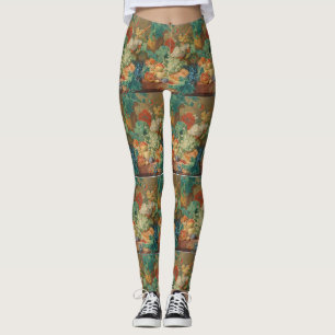 Rustikale Küchenkunst Vintage Früchte Blumen Druck Leggings