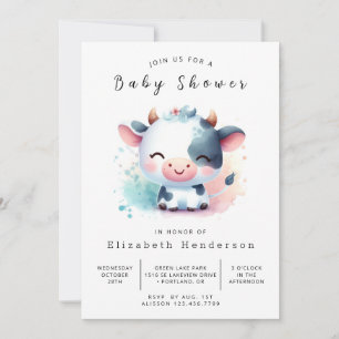Rustikale Kuh Babydusche Einladung