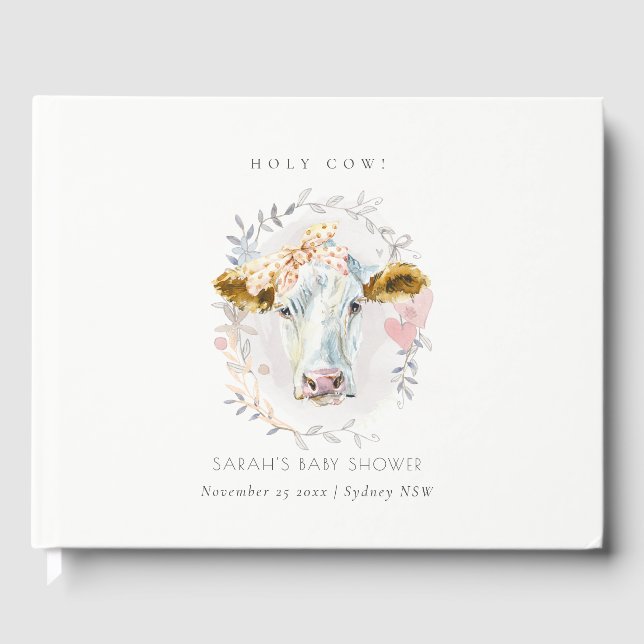 Rustikale Kuhfarm Blumengarten Kinderdusche Gästebuch (Vorderseite)