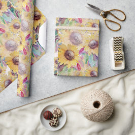 Rustikale künstlerische Sonnenblumen Kunst, Dichtu Geschenkpapier