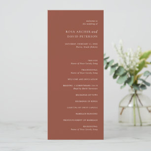 Rustikale Kupfer-Editorial-Moderne Hochzeit Programm