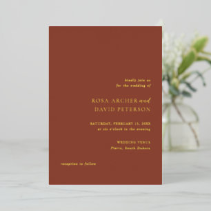 Rustikale Kupfer-Hochzeit im editorischen modernen Folieneinladung