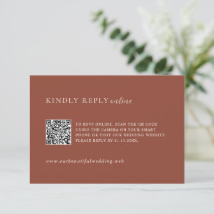 Rustikale Kupfer-QR-Code-Editorial-Hochzeit RSVP Karte