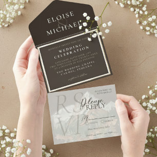 Rustikale Kupferbraune Hochzeit All-in-One-Einladung