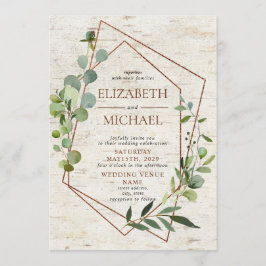 Rustikale kupfergeometrische Vegetation Elegante H Einladung