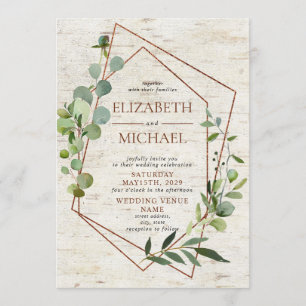 Rustikale kupfergeometrische Vegetation Elegante H Einladung