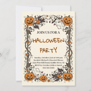 Rustikale Kürbis- und Gespenster-Grüße zur Hallowe Einladung