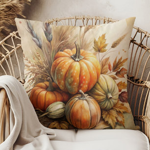 Rustikale Kürbisse & Blätter Boho Herbst-Wurfkisse Kissen