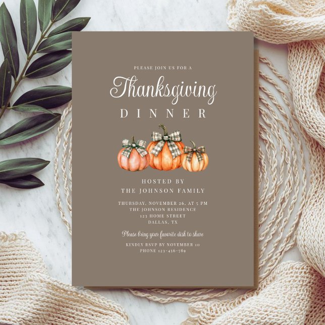 Rustikale Kürbisse Erntedankessen Einladung (Rustic Pumpkins Thanksgiving Dinner Invitation)