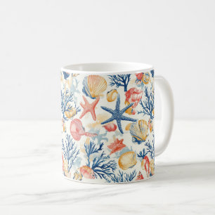 Rustikale Küste - Muscheln, Starfish, Riff (10) Kaffeetasse