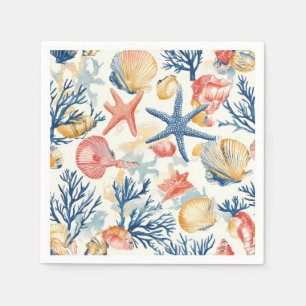 Rustikale Küste - Muscheln, Starfish, Riff (10) Serviette