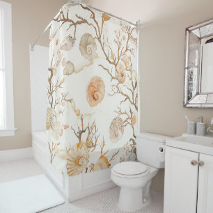 Rustikale Küste - Muscheln, Starfish, Riff (14) Duschvorhang