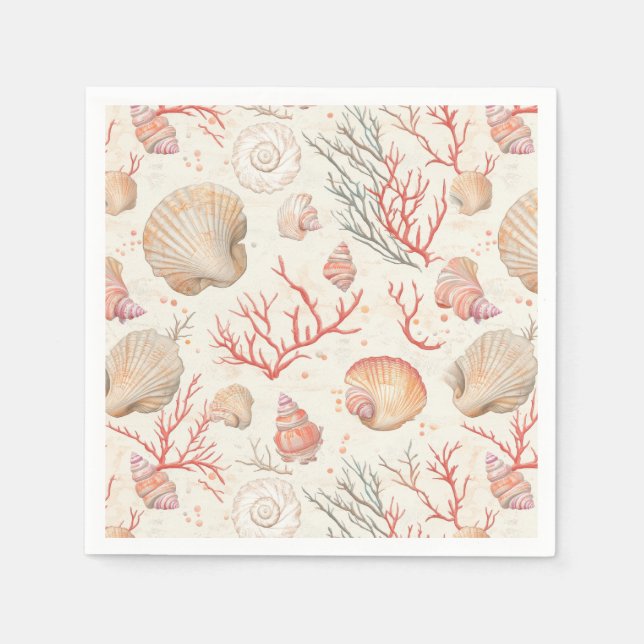 Rustikale Küste - Muscheln, Starfish, Riff (16) Serviette (Vorderseite)
