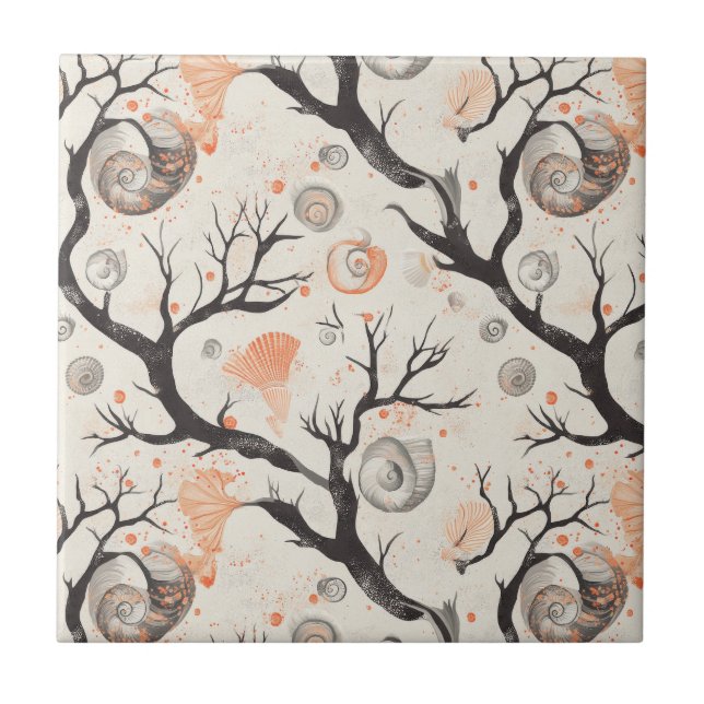 Rustikale Küste - Muscheln, Starfish, Riff (17) Fliese (Vorderseite)