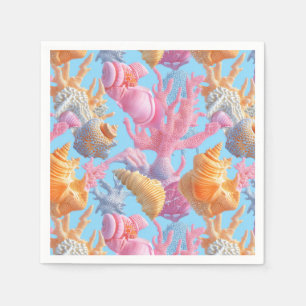 Rustikale Küste - Muscheln, Starfish, Riff (18) Serviette