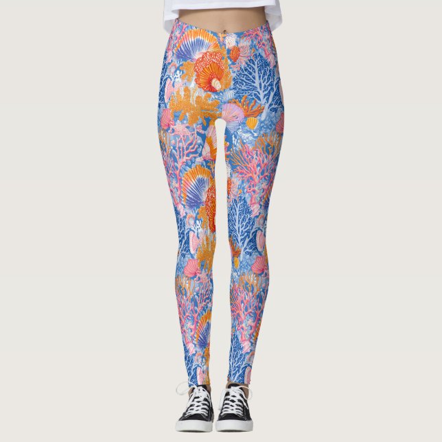 Rustikale Küste - Muscheln, Starfish, Riff (19) Leggings (Vorderseite)