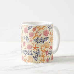 Rustikale Küste - Muscheln, Starfish, Riff (1) Kaffeetasse
