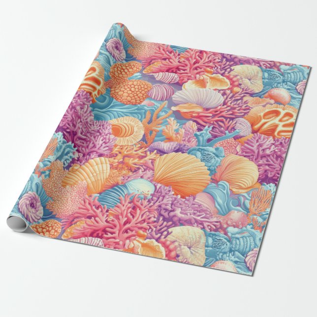 Rustikale Küste - Muscheln, Starfish, Riff (20) Geschenkpapier (Ungerollt)