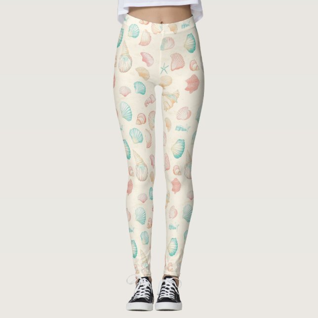 Rustikale Küste - Muscheln, Starfish, Riff (22) Leggings (Vorderseite)