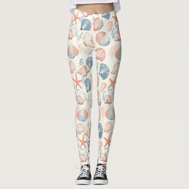 Rustikale Küste - Muscheln, Starfish, Riff (23) Leggings (Vorderseite)