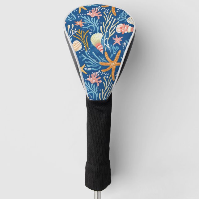 Rustikale Küste - Muscheln, Starfish, Riff (26) Golf Headcover (Vorderseite)