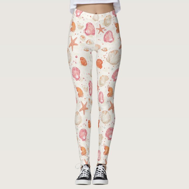 Rustikale Küste - Muscheln, Starfish, Riff (28) Leggings (Vorderseite)