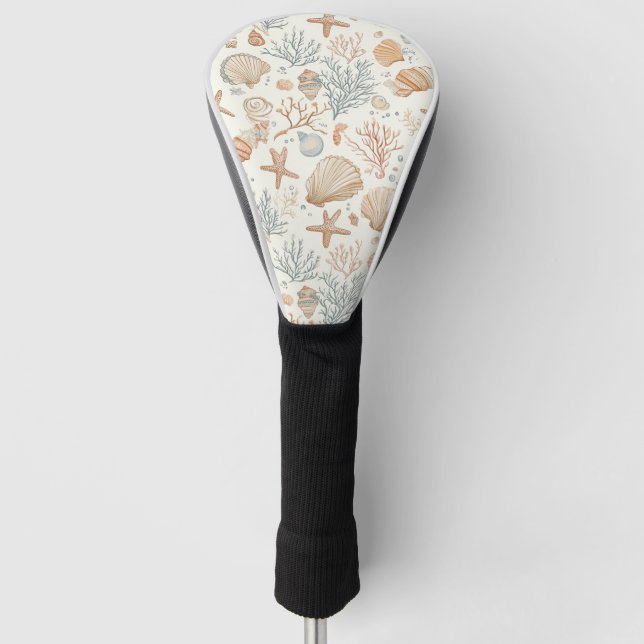 Rustikale Küste - Muscheln, Starfish, Riff (32) Golf Headcover (Vorderseite)