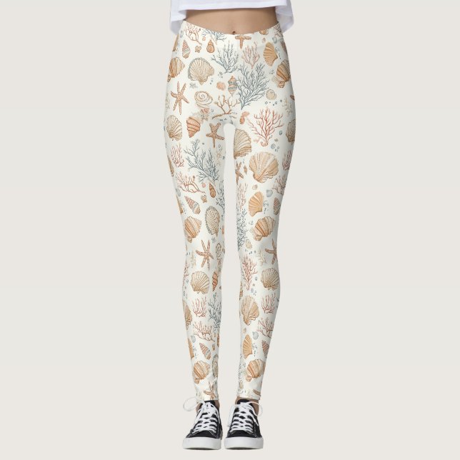 Rustikale Küste - Muscheln, Starfish, Riff (32) Leggings (Vorderseite)