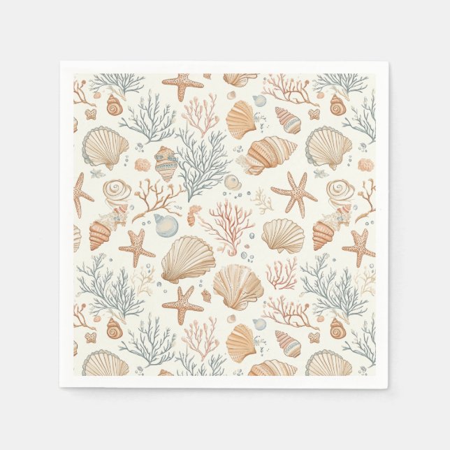 Rustikale Küste - Muscheln, Starfish, Riff (32) Serviette (Vorderseite)