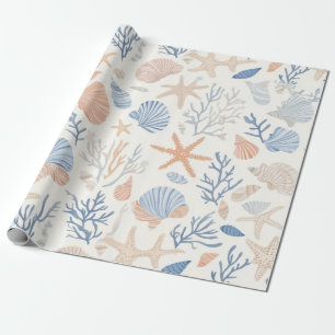 Rustikale Küste - Muscheln, Starfish, Riff (34) Geschenkpapier